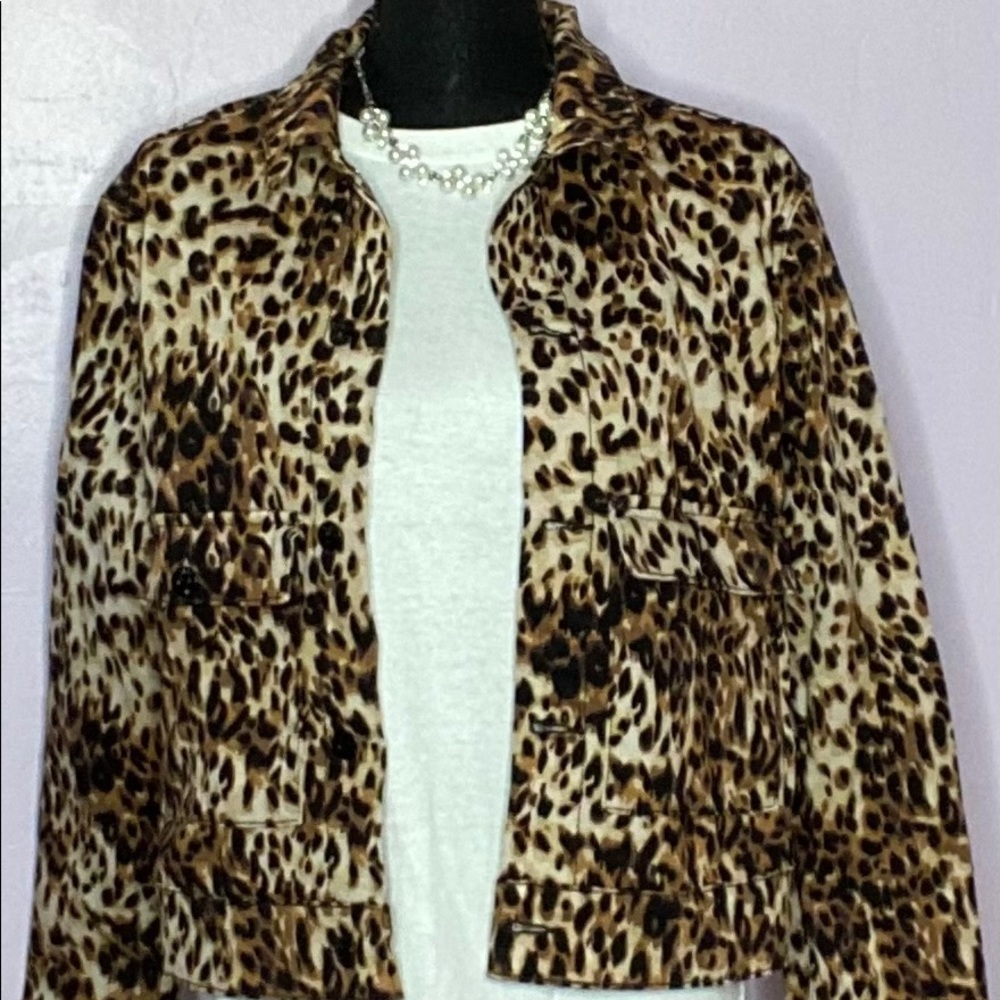 Cheetah print Lularoe Kenny jean jacket